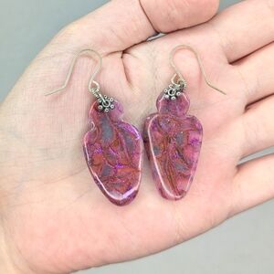 Pink And Purple Glitter Goddess Earrings